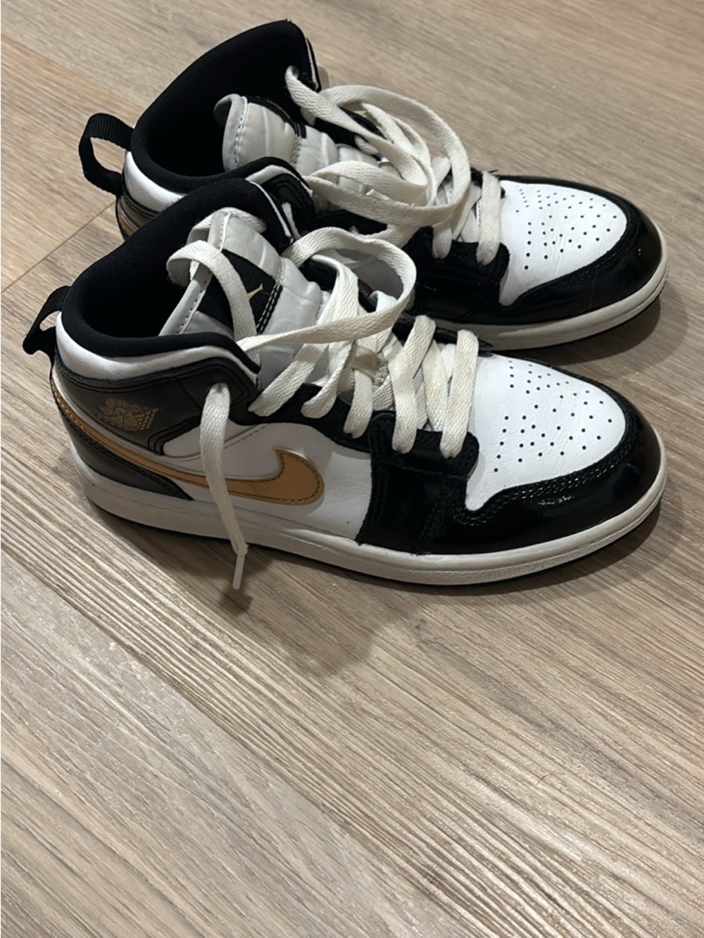 Nike Kids Black, White & Gold High-Top Sneakers